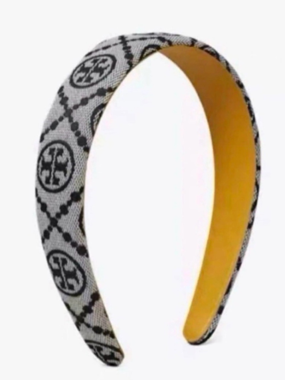 BNWT Tory Burch navy & Yellow Logo Pattern Padded Headband